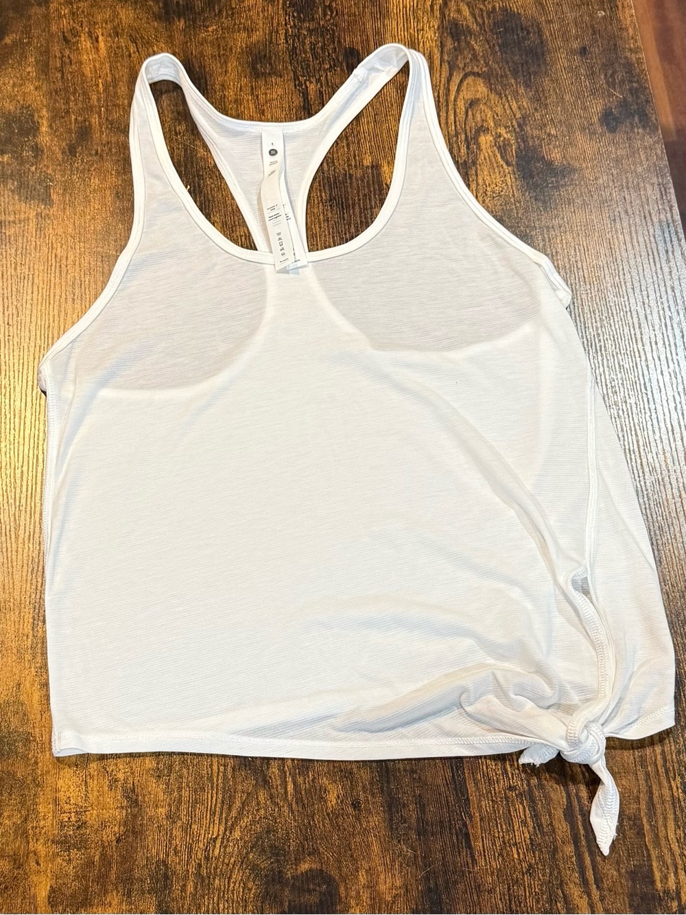 STORI Women’s Side Tie Racerback Tank Top Size S 4 White Lightweight Activewear